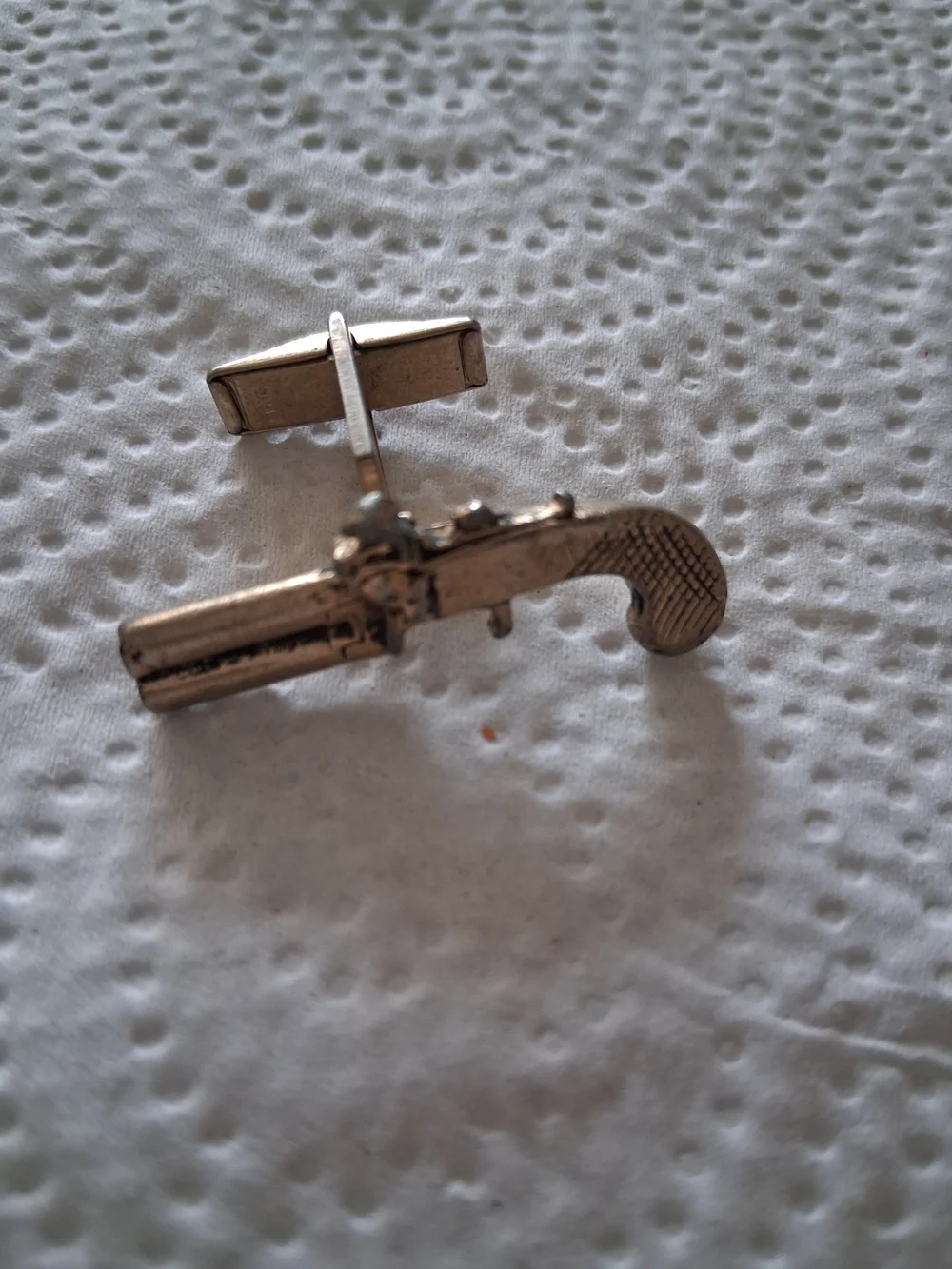 Silver Novelty Pistol Cufflinks for Men